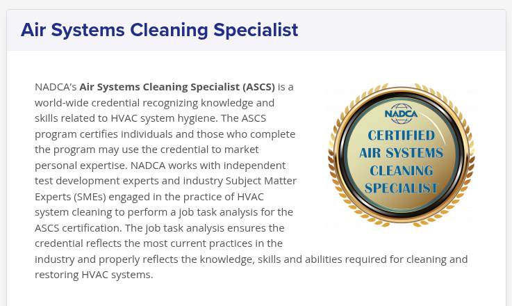 NADCA Certified